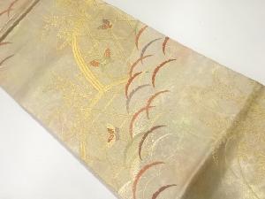 光悦垣に蝶模様織出し袋帯